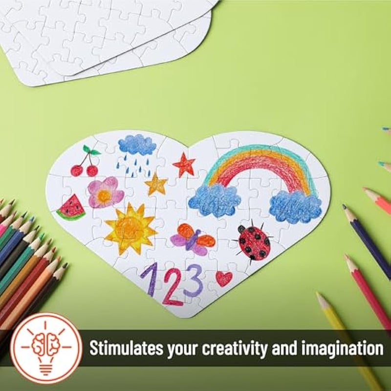 مستر.بين - احجية فارغة، 12 قطعة، 40 قطعة/عبوة، 9.3 انش × 6.2 انش، احجية بيضاء على شكل قلب، احجية فارغة للرسم عليها، احجية بيضاء بالكامل، قطع احجية فارغة للكتابة عليها، قطع احجية جيغسو فارغة - Image 4