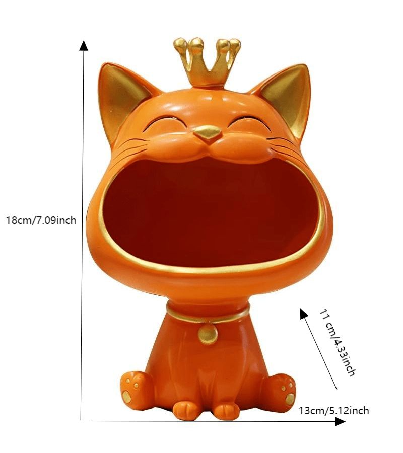 Pink Crown Cat Storage Decoration for Entryway Shoe Cabinet Office Desktop Resin Craft - Image 3