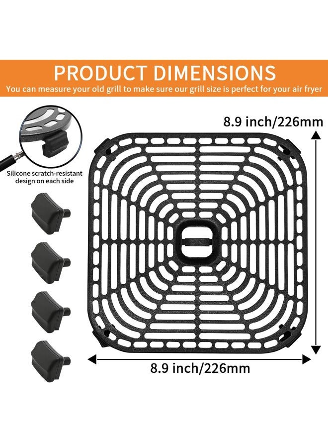 GXF Air Fryer Grill Pan for COSORI Air Fryer TurboBlaze 6 QT, Non-Stick 8.9''*8.9''Square Air Fryer Rack Replacement Parts Accessories Grill Plate Crisper Plate Tray with Rubber Bumpers, Dishwasher Safe - Image 2