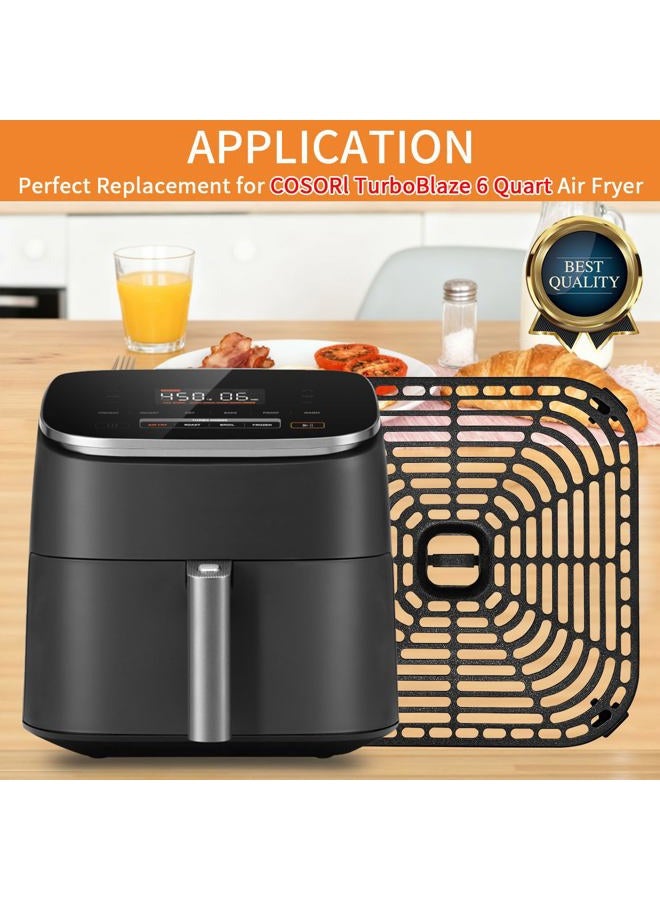 GXF Air Fryer Grill Pan for COSORI Air Fryer TurboBlaze 6 QT, Non-Stick 8.9''*8.9''Square Air Fryer Rack Replacement Parts Accessories Grill Plate Crisper Plate Tray with Rubber Bumpers, Dishwasher Safe - Image 4