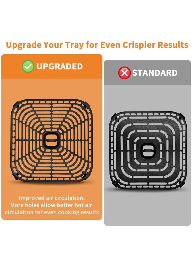 GXF Air Fryer Grill Pan for COSORI Air Fryer TurboBlaze 6 QT, Non-Stick 8.9''*8.9''Square Air Fryer Rack Replacement Parts Accessories Grill Plate Crisper Plate Tray with Rubber Bumpers, Dishwasher Safe - Image 3