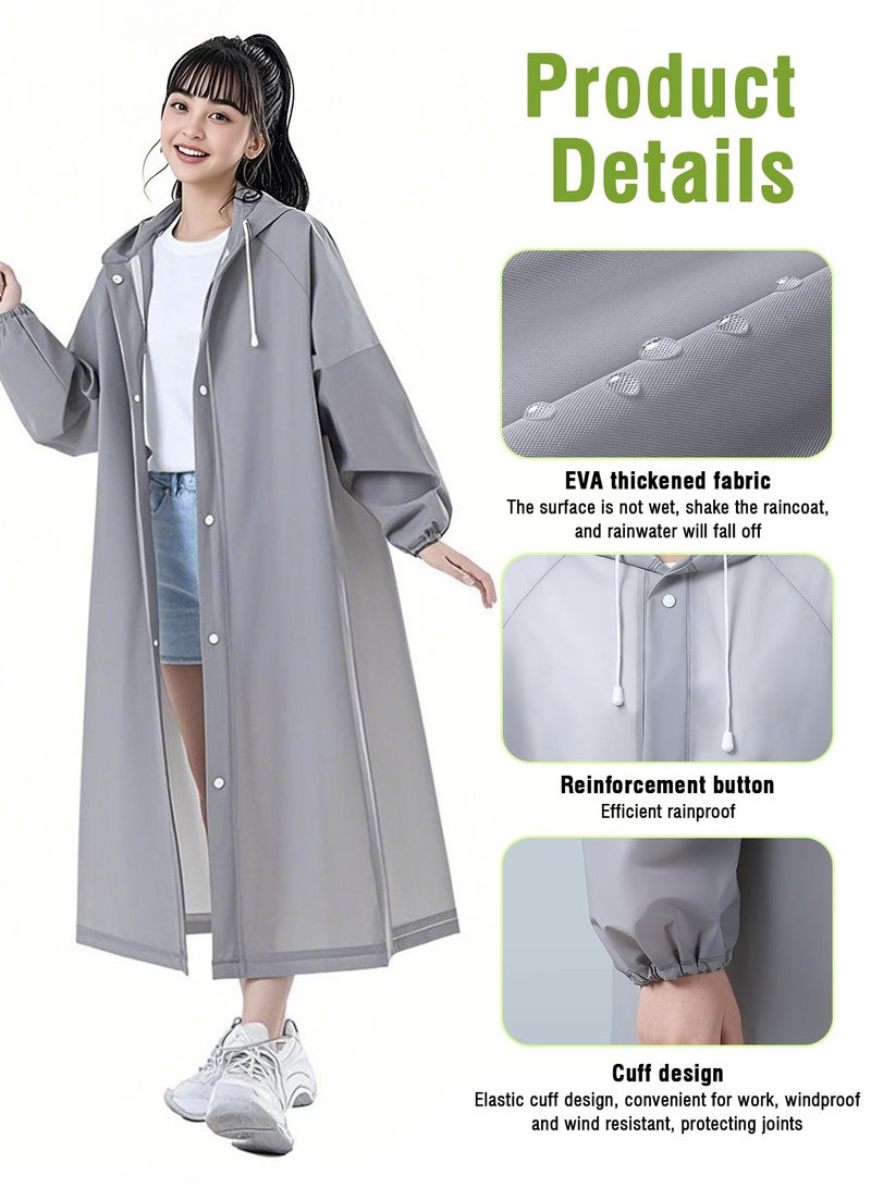 HomarKet Raincoat Rain Poncho for Adults 2 Pack EVA Rain Poncho for Women and Men Reusable Raincoat Jacket Packable  - Image 2