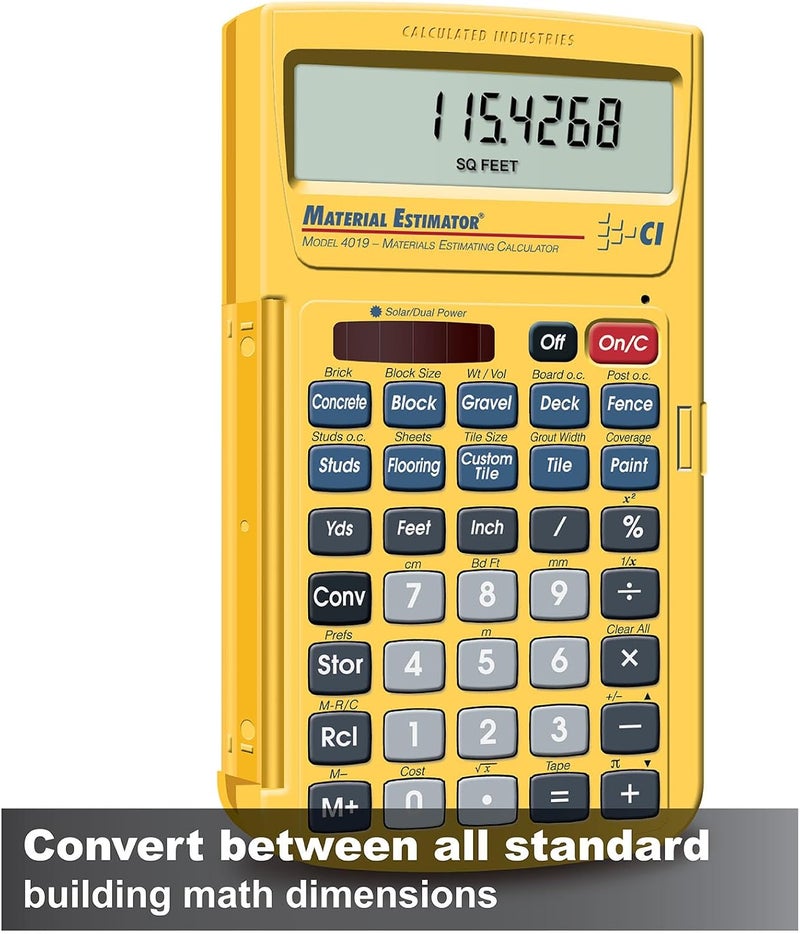 4019 Material Estimator Calculator | Finds Project Building Material Costs for DIY’s, Contractors, Tradesmen, Handymen and Construction Estimating Professionals,Yellow - Image 3