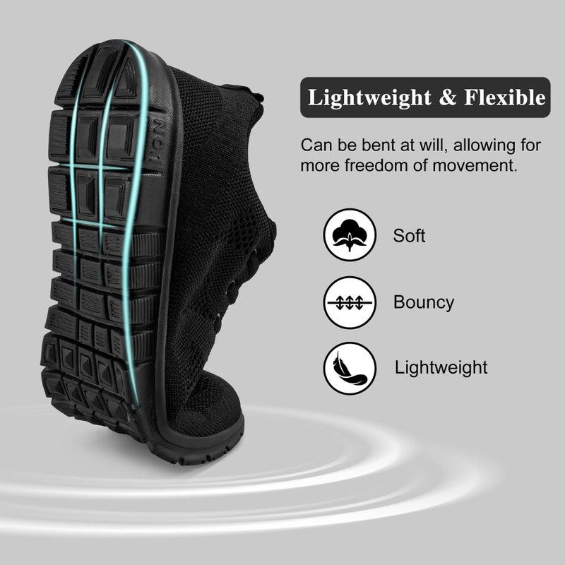 FUDYNMALC Womens Sneakers Tennis Shoes: Fashion Lightweight Non Slip Footwear for Walking Casual Travel All Black - Image 5