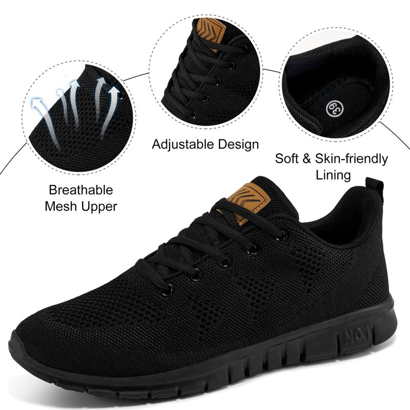 FUDYNMALC Womens Sneakers Tennis Shoes: Fashion Lightweight Non Slip Footwear for Walking Casual Travel All Black - Image 4
