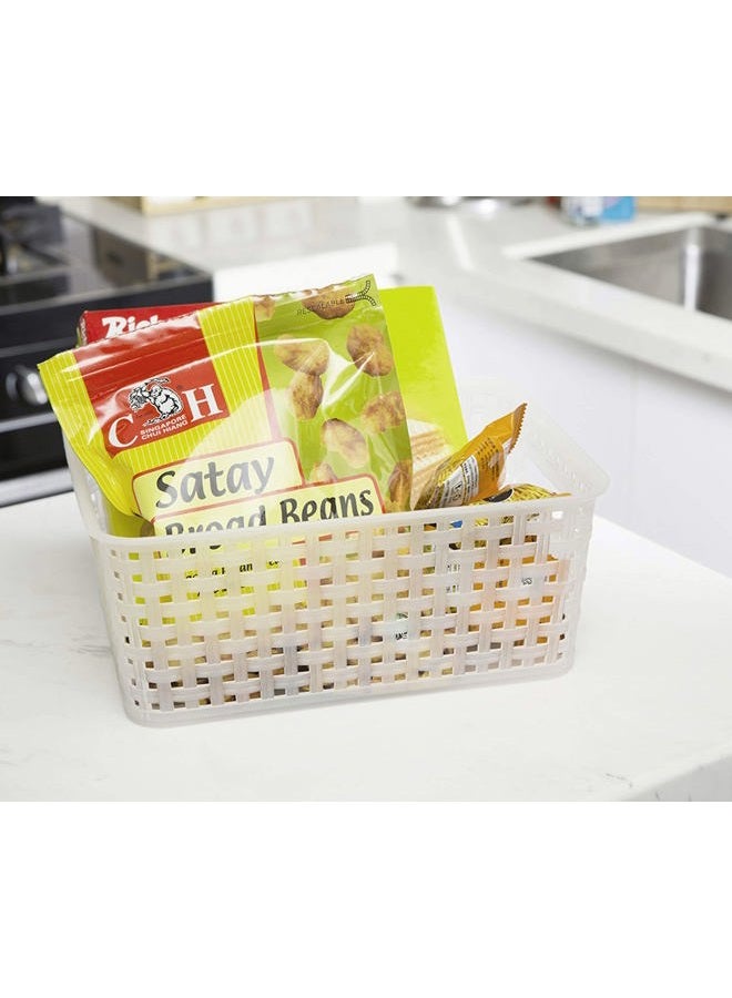 ZHENFAN Clear Woven Plastic Storage Baskets, 12-Pack Weave Basket Organizer for Kitchen Office Bathroom - Image 5