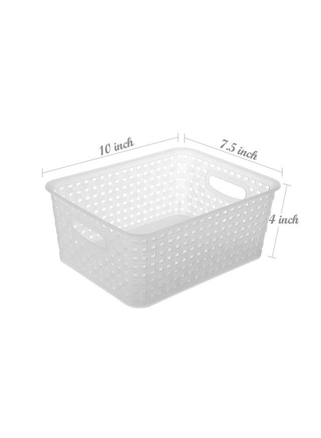 ZHENFAN Clear Woven Plastic Storage Baskets, 12-Pack Weave Basket Organizer for Kitchen Office Bathroom - Image 2