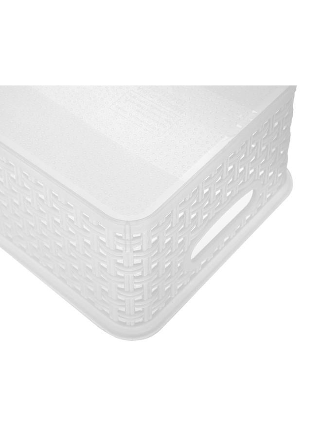 ZHENFAN Clear Woven Plastic Storage Baskets, 12-Pack Weave Basket Organizer for Kitchen Office Bathroom - Image 4