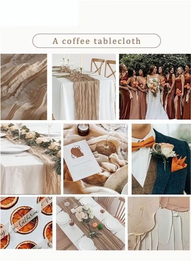 Risen Translucent Table Runner Chessian Tablecloth for Wedding Reception Bridal Shower Party Decoration Table Centerpiece 90*300CM (khaki) - Image 5