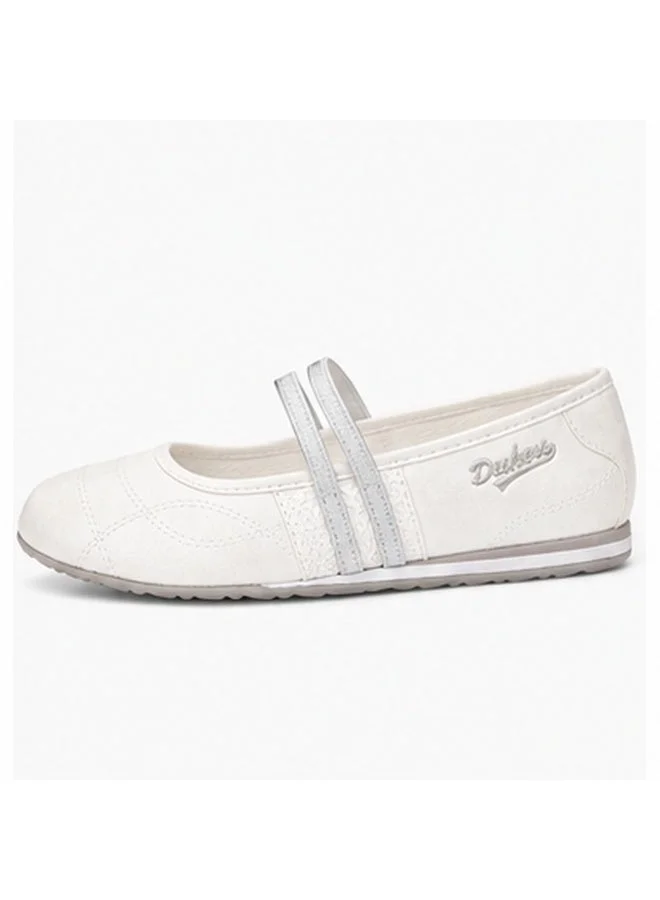 دوكرز باي جيرلي Women's Casual Flat Shoes, Comfortable Slip-On Ballerina Shoes for Everyday Wear, White