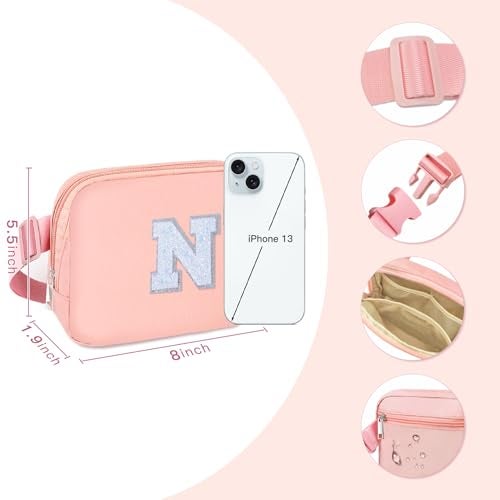 COSHAYSOO Pink Girls Purse Crossbody Initial Fanny Pack Letter Belt Bag for 6 7 8 9 10 11 12 Year Old Girl Birthday Christmas Gifts Party Favor Presents, Preteen Tween Girly Trendy Stuff Monogram N - Image 5