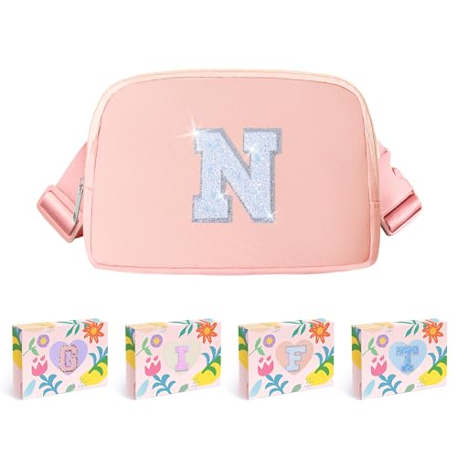 COSHAYSOO Pink Girls Purse Crossbody Initial Fanny Pack Letter Belt Bag for 6 7 8 9 10 11 12 Year Old Girl Birthday Christmas Gifts Party Favor Presents, Preteen Tween Girly Trendy Stuff Monogram N - Image 1