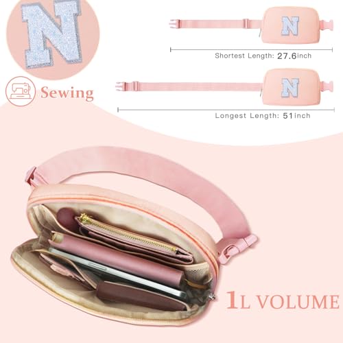 COSHAYSOO Pink Girls Purse Crossbody Initial Fanny Pack Letter Belt Bag for 6 7 8 9 10 11 12 Year Old Girl Birthday Christmas Gifts Party Favor Presents, Preteen Tween Girly Trendy Stuff Monogram N - Image 3