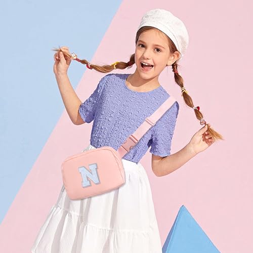 COSHAYSOO Pink Girls Purse Crossbody Initial Fanny Pack Letter Belt Bag for 6 7 8 9 10 11 12 Year Old Girl Birthday Christmas Gifts Party Favor Presents, Preteen Tween Girly Trendy Stuff Monogram N - Image 4