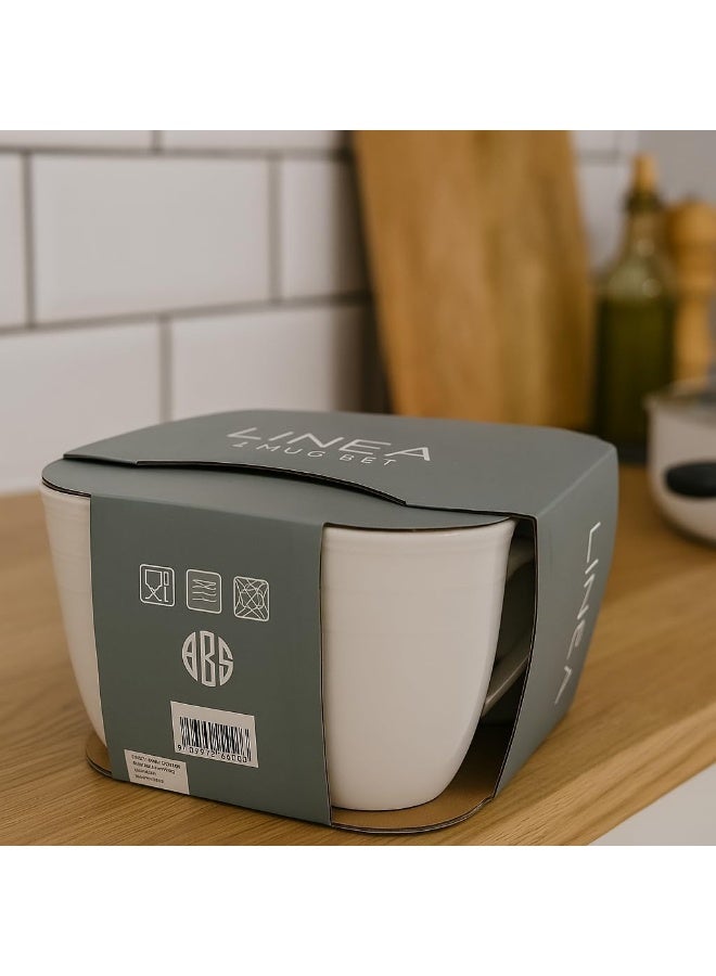 BS مجموعة أكواب بلس آند س لاينيا المزخرفة من البورسلين - 4 أكواب سعة 12 أونصة من السيراميك للقهوة والشاي - Image 5