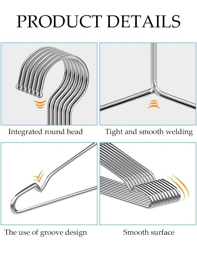 DUNISO 30 Pack Wire Hangers,Stainless Steel Metal Hangers,Heavy Duty Coat Hangers with Non-Slip Grooves,Waterproof and Drop Proof,Strong and Durable,for Hanging Coats,Suits,Jackets, Shirt,42cm - Image 3