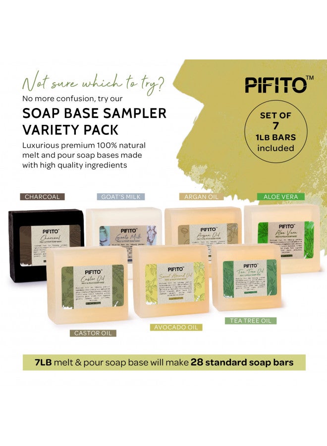 Pifito Pifito Melt and Pour Soap Base Sampler (7 lbs) Assortment of 7 Bases (1lb ea) Argan Oil, Avocado Oil, Castor Oil, Charcoal, Tea Tree Oil, Goats Milk, Aloe Vera Glycerin Soap Making Supplies - Image 2