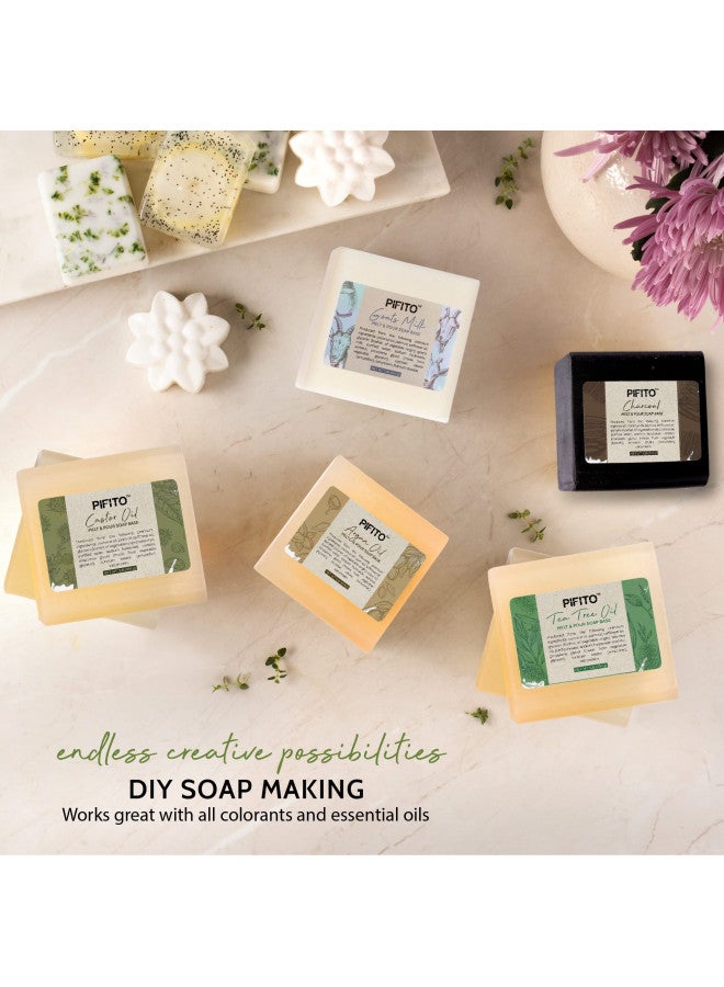Pifito Pifito Melt and Pour Soap Base Sampler (7 lbs) Assortment of 7 Bases (1lb ea) Argan Oil, Avocado Oil, Castor Oil, Charcoal, Tea Tree Oil, Goats Milk, Aloe Vera Glycerin Soap Making Supplies - Image 3