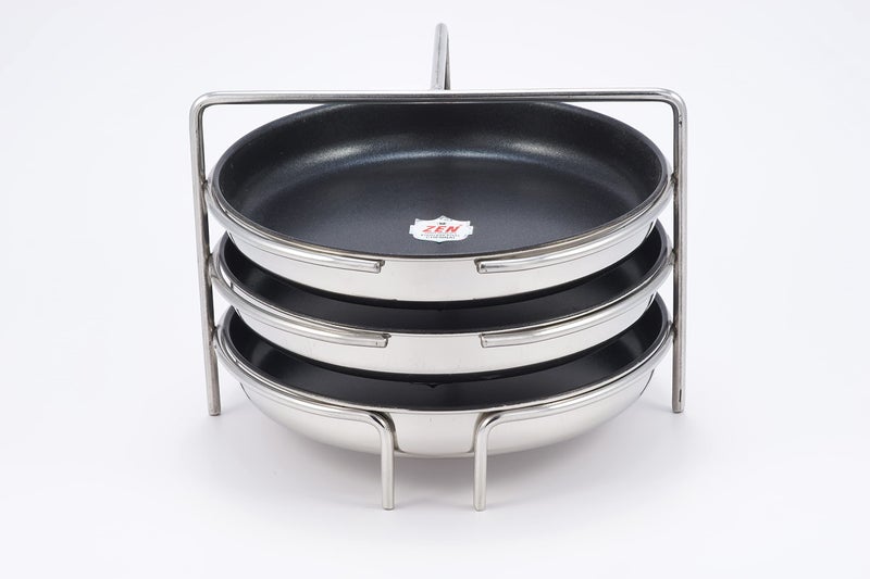 Jain Stainless Steel Non-Stick Thatte Idly Stand (Small Size) with 3 Plates Idly Maker & Dishes Like Dhokla | Plate Diameter - 14cm | Pack of 1 Silver Color (Stand Height 13 cm: Stand Width 15cm) - Image 1