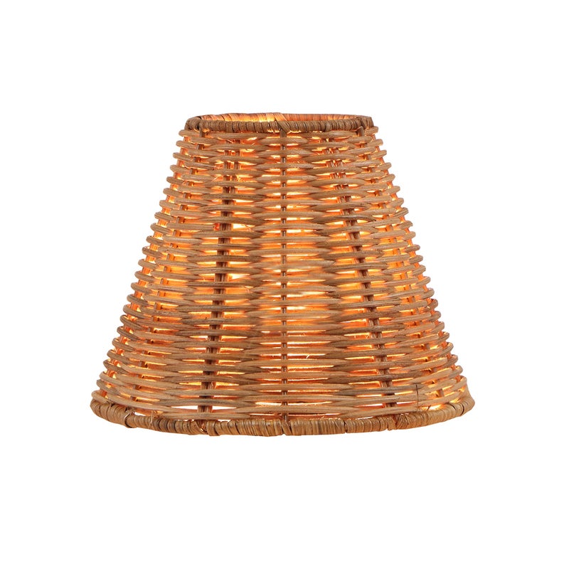 Aspen Creative 51003 Empire Clip-On Chandelier Lamp Shade, Natural Rattan, 3" Top x 6" Bottom x 5-1/4" Slant Height - Image 2