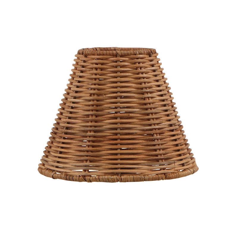 Aspen Creative 51003 Empire Clip-On Chandelier Lamp Shade, Natural Rattan, 3" Top x 6" Bottom x 5-1/4" Slant Height - Image 3