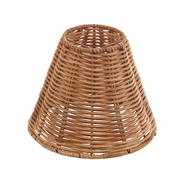 Aspen Creative 51003 Empire Clip-On Chandelier Lamp Shade, Natural Rattan, 3" Top x 6" Bottom x 5-1/4" Slant Height - Image 1