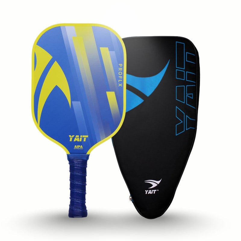 YAIT Sports Proflx Pickle Ball Racket | 16 mm Fiberglass | Highly Dense 8 mm PP Honeycomb Core | AIPA Approved Pickleball Paddle of USAPA Standards - Yellow Blue | Pickle Ball Paddle Cover Included - Image 1