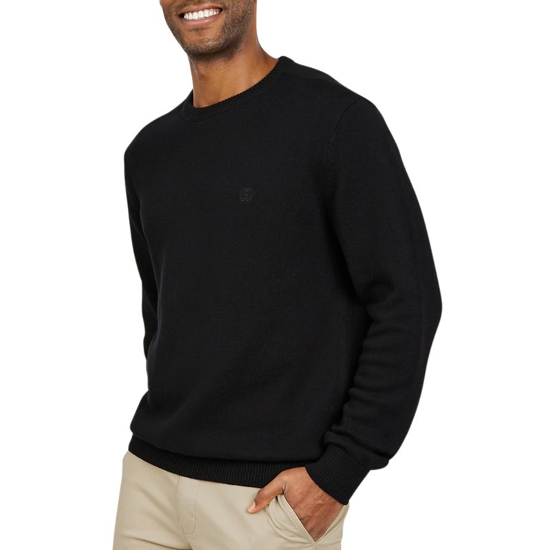 Chaps Men's Classic Fit Long Sleeve Cotton Jersey Midweight Crewneck Sweater, Jet Black, Medium - Image 1