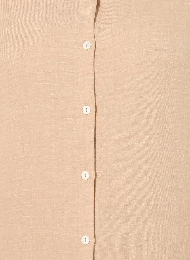 Styli Beige Button-Up Dress