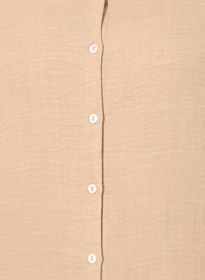 Styli Beige Button-Up Dress - Image 4