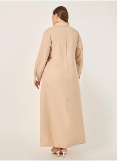Styli Plus Size Roll-Up Sleeves Shirt Maxi Dress  - Image 5