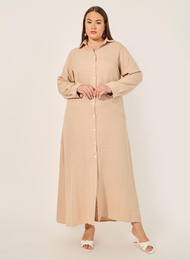 Styli Beige Button-Up Dress - Image 2
