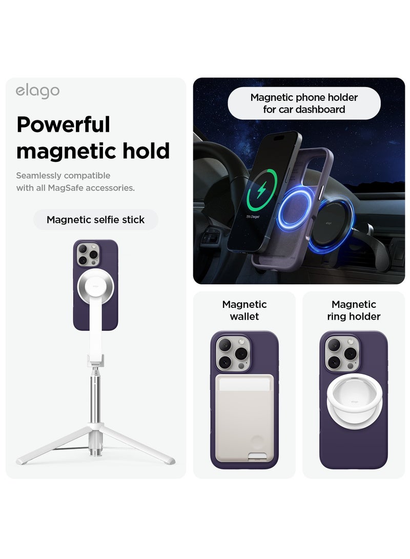 Elago Magnetic Liquid Silicone for iPhone 16 Pro MAX Case Cover Compatible with MagSafe Shockproof - Deep Purple - Image 2