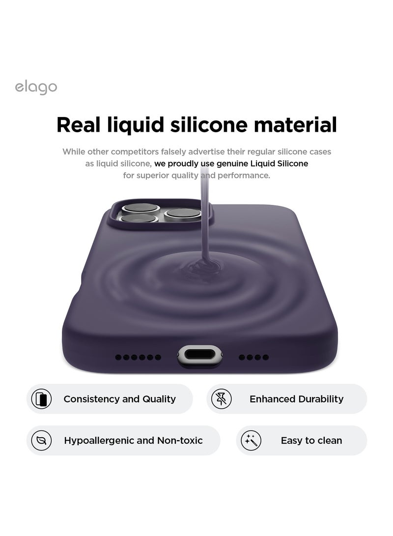 Elago Magnetic Liquid Silicone for iPhone 16 Pro MAX Case Cover Compatible with MagSafe Shockproof - Deep Purple - Image 3