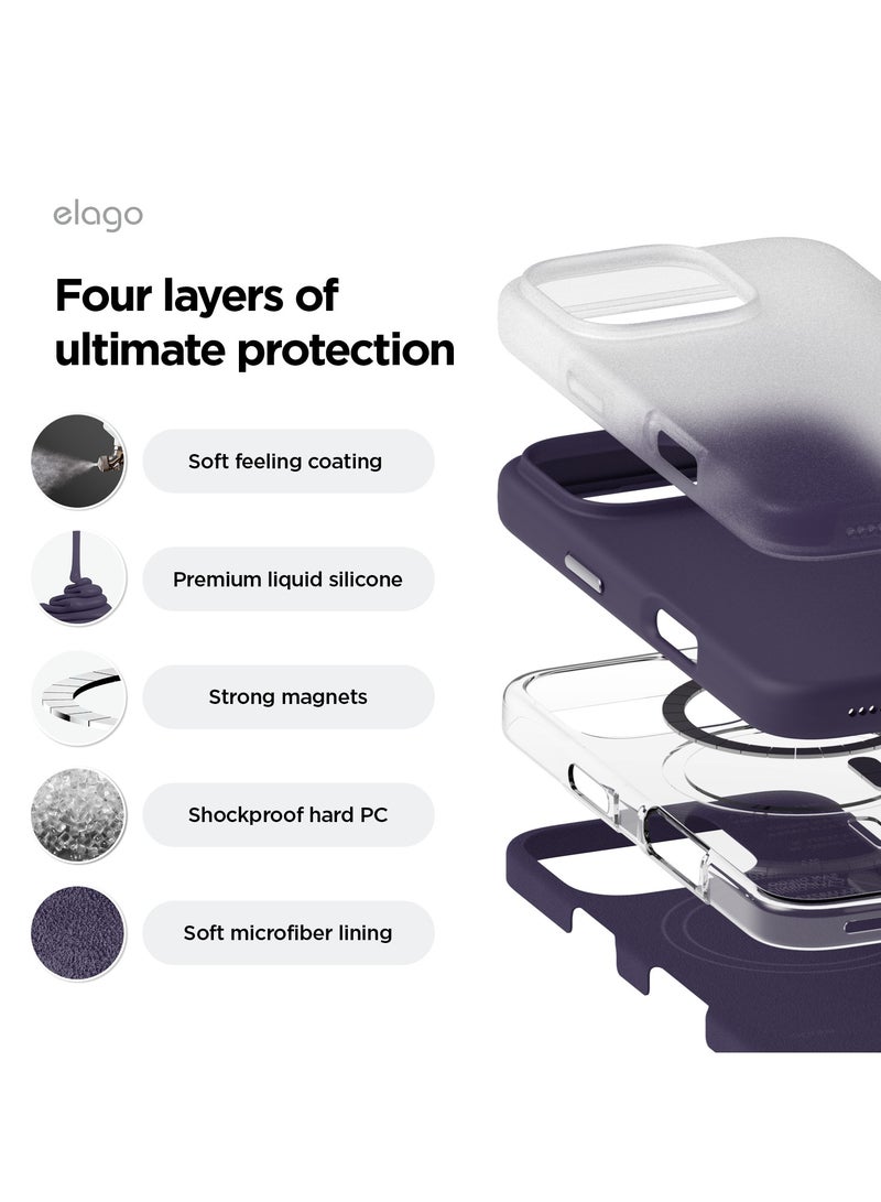 Elago Magnetic Liquid Silicone for iPhone 16 Pro MAX Case Cover Compatible with MagSafe Shockproof - Deep Purple - Image 5
