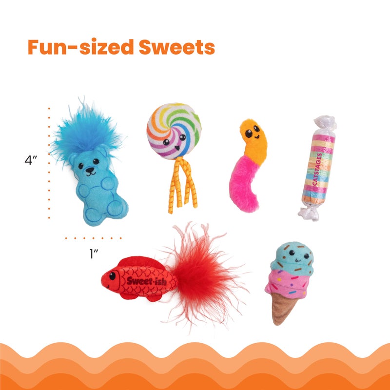 Catstages Kitty Sweet Treats, 6-Pack Catnip Plush Toys with Crinkle & Feathers, Multicolored - Image 5