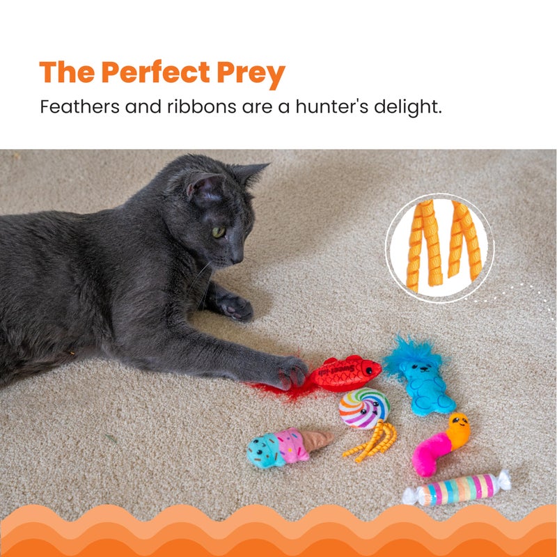 Catstages Kitty Sweet Treats, 6-Pack Catnip Plush Toys with Crinkle & Feathers, Multicolored - Image 2