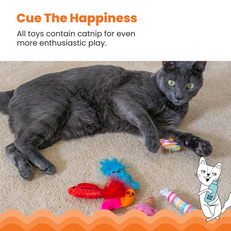 Catstages Kitty Sweet Treats, 6-Pack Catnip Plush Toys with Crinkle & Feathers, Multicolored - Image 4