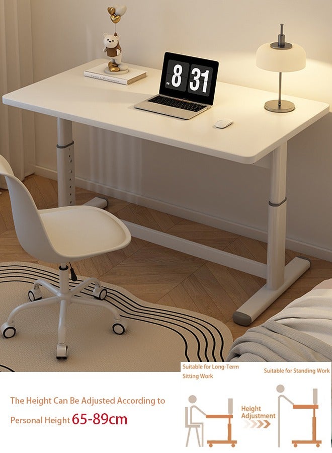 TAPIT Bedside Computer Table 25.5 to 35.04 Inch Height Adjustable Desk Laptop Stand Standing Desk with Wood Tabletop Adjustable Bedside Table Coffee Table (White) - Image 1