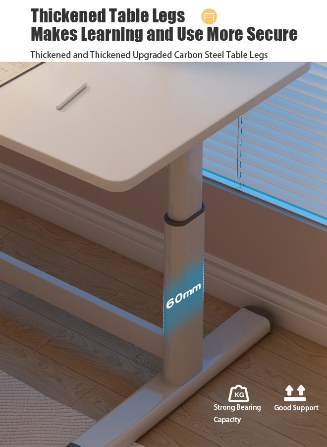 TAPIT Bedside Computer Table 25.5 to 35.04 Inch Height Adjustable Desk Laptop Stand Standing Desk with Wood Tabletop Adjustable Bedside Table Coffee Table (White) - Image 3