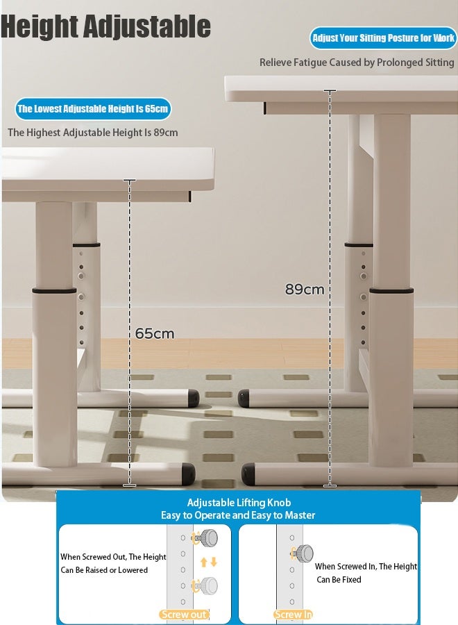 TAPIT Bedside Computer Table 25.5 to 35.04 Inch Height Adjustable Desk Laptop Stand Standing Desk with Wood Tabletop Adjustable Bedside Table Coffee Table (White) - Image 5