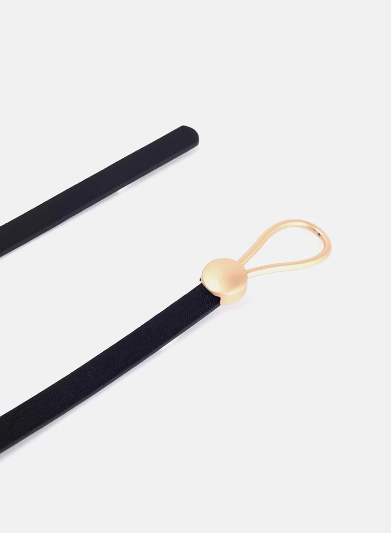 Haute Sauce  Solid Black Belt  | Best Price UAE