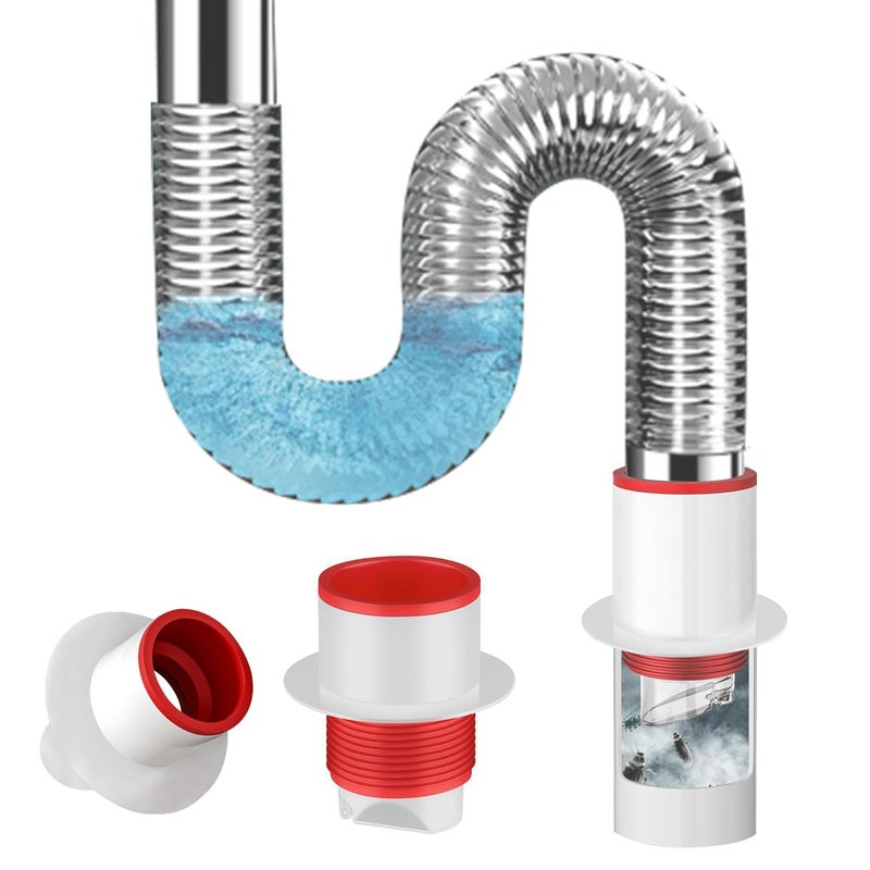 Serplex 2Pcs Sink Drain Pipe Kit AntiOdor Bathroom Sink Drain Pipe Sink Drain Kit Kitchen Sink Drain Pipe Tube Replacement for 32mm Caliber - Image 1