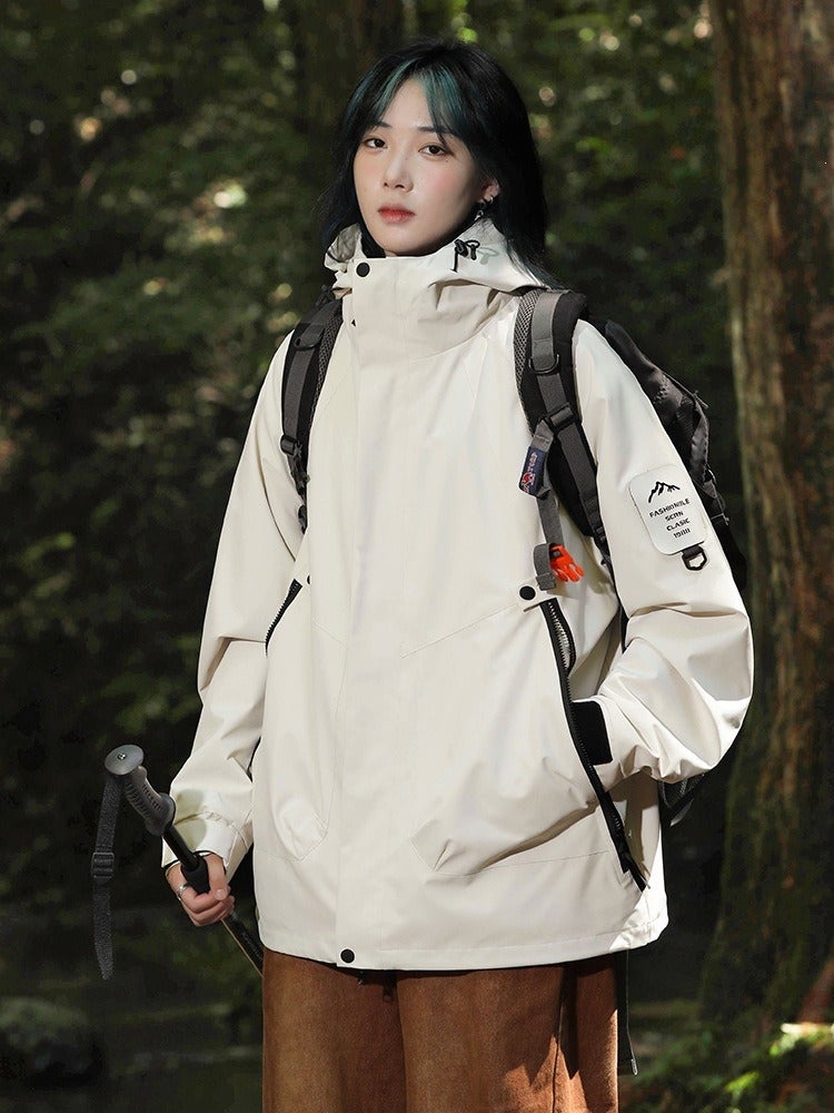 Qi Ta 3-in-1 Outdoor Jacket for Women, Waterproof Windproof Hiking Coat with Detachable Fleece Liner, Customizable Logo, Winter Sports Outerwear - Image 1