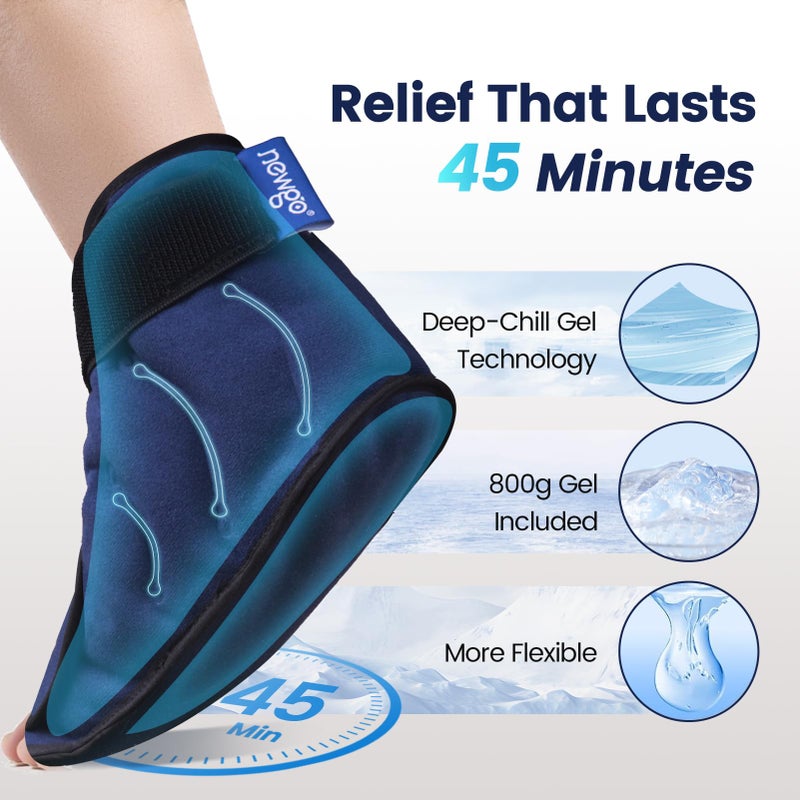 NEWGO Ice Pack for Foot Injuries Recovery, Heel Ice Pack for Plantar Fasciitis, Cold Pack Feet Ankle Ice Pack Wrap for Bunion Surgery, Swelling - Image 2