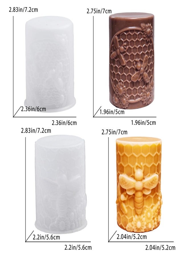 Wehous 2PCS Bee Candle Mold, Bee Honeycomb Flower Cylinder Silicone Molds for Resin Candle Soap Wax Beeswax, Unique Epoxy Casting Clay Art Craft Mould Kit DIY Home Decor - Image 3