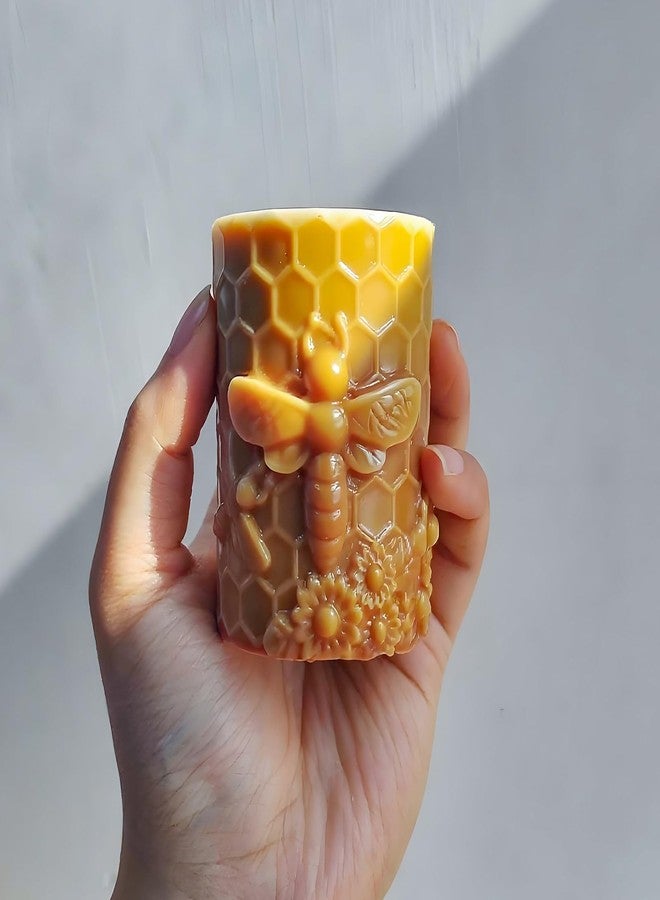 Wehous 2PCS Bee Candle Mold, Bee Honeycomb Flower Cylinder Silicone Molds for Resin Candle Soap Wax Beeswax, Unique Epoxy Casting Clay Art Craft Mould Kit DIY Home Decor - Image 5