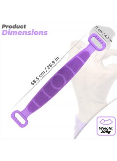 No-Name Silicone Body Kit- back and body scrubber - double sided - ergonomic handle - with hair scalp shampooing massager and facial cleansing- make-up remover pad. (purple)  - Image 3