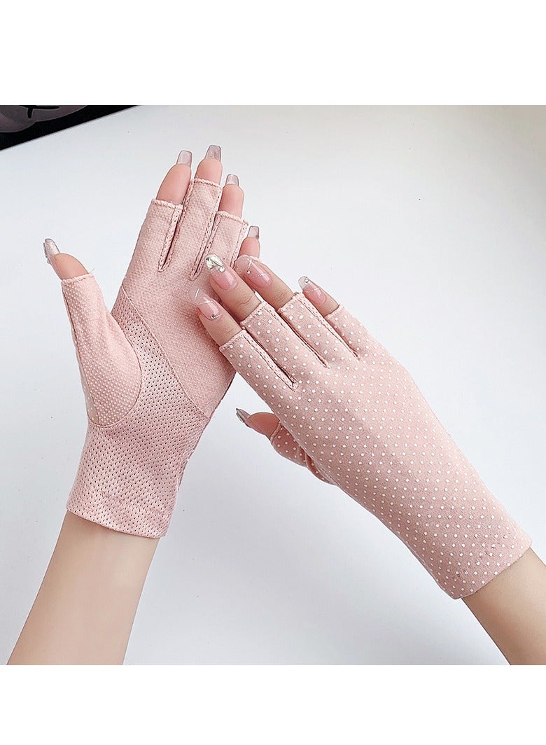 Women Summer UV Protection Gloves Non-Slip Sunblock Fingerless Driving Gloves Touchscreen Mittens - Image 1