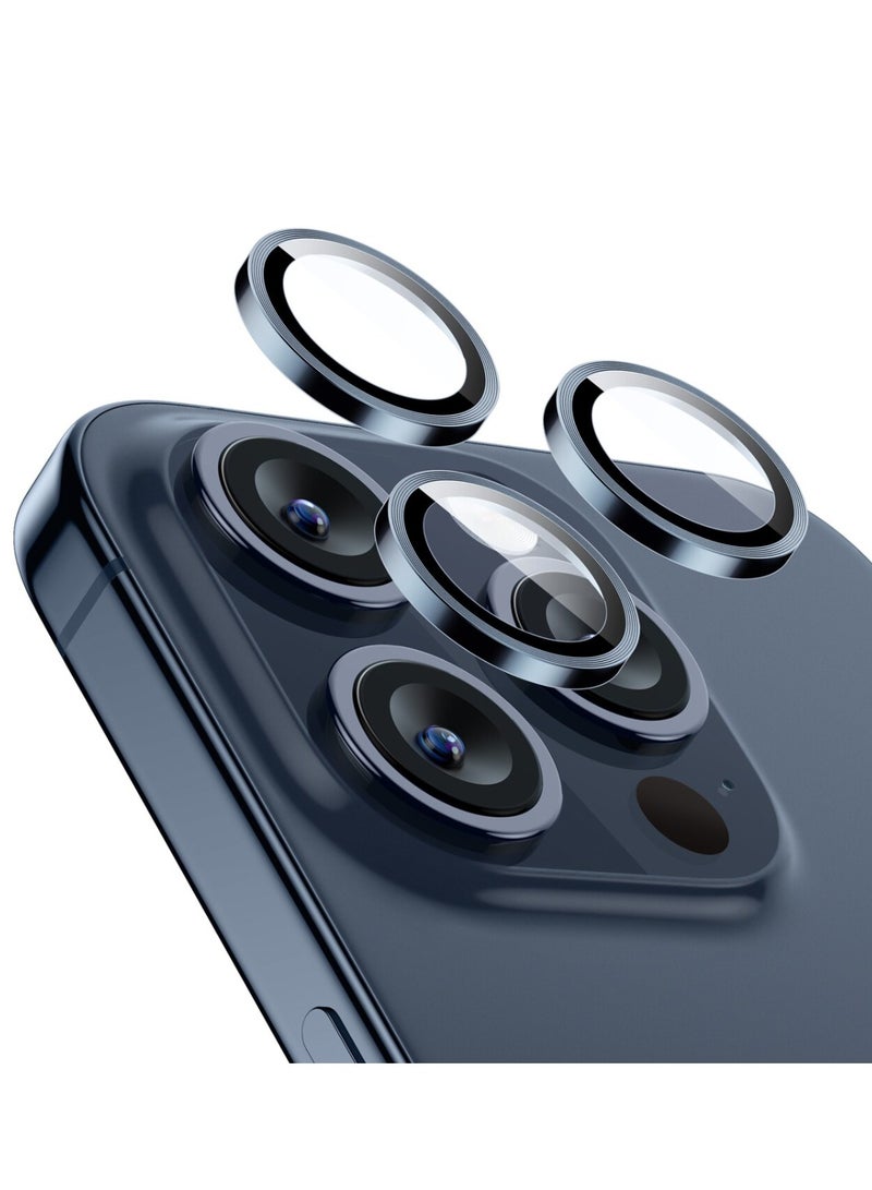 DIGI CORE iPhone 15 Pro Camera Lens Protector Compatible With Apple iPhone Keep Original Camera HD Glass iPhone 15 Pro Max Camera Lens Protector (Blue Titanium,15 Pro-15 Pro Max) - Image 1